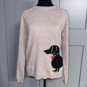 Philosophy 100% Cashmere Sweater Women Medium Oatmeal Dachshund Dog Quiet Luxury
